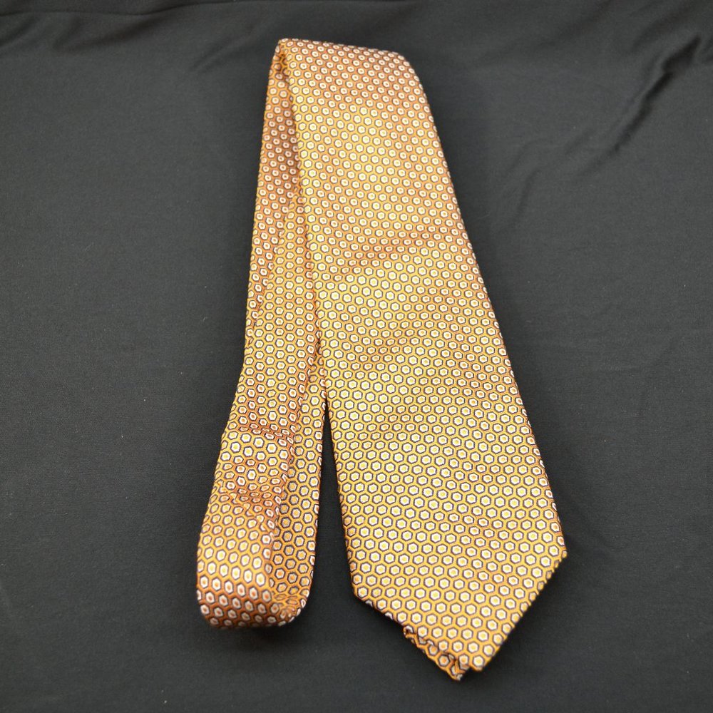 Dormeuil tie - gold/black/white geometric pattern